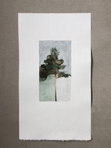 SOLD "The Pine Vl" - Drypoint & Watercolor